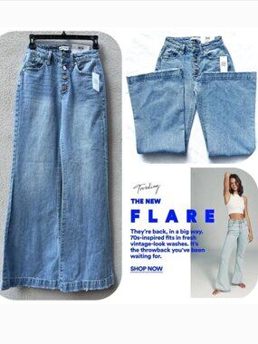 NWT And Now This Trowback highrise relax hips and tights flare jeans size 24